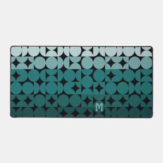 Retro Donker Blauwgroen Blauw Groen Zwart Pop Kuns Bureaumat (Voorkant)