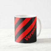 Retro Donker Drie Strepen met Naam Koffiemok (Voorkant rechts)
