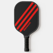 Retro Donker Drie Strepen met Naam Pickleball Paddle (Voorkant)