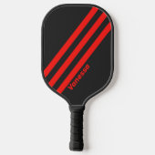 Retro Donker Drie Strepen met Naam Pickleball Paddle (Achterkant)
