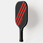 Retro Donker Drie Strepen met Naam Pickleball Paddle (Links)