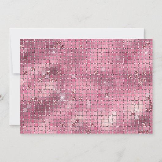 Retro Donker Roze Disco Ball Mirror | Monogram Notitiekaartje (Achterkant)