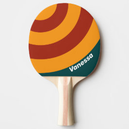 Retro Donker Teal Spetters Cirkel Streep met Naam Tafeltennisbatje