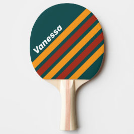 Retro donker turquoise spetterende diagonale strep tafeltennisbatje