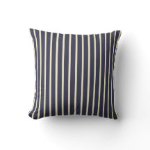 Retro Donkerblauw & Crème Ticking Stripes Frans