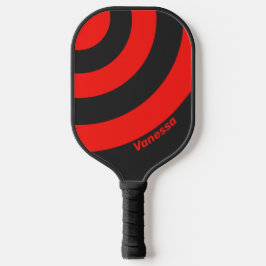 Retro Donkere Drie Cirkel Streep met Naam Pickleball Paddle