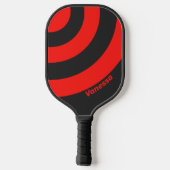 Retro Donkere Drie Cirkel Streep met Naam Pickleball Paddle (Achterkant)