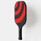 Retro Donkere Drie Cirkel Streep met Naam Pickleball Paddle (Links)