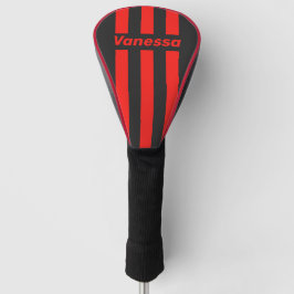 Retro Donkere Drie Pin Strepen met Naam Golfheadcover