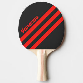 Retro Donkere Driehoekige Strepen met Naam Tafeltennisbatje