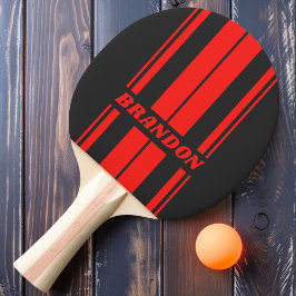Retro Donkere Dubbele Board Strepen met Naam Tafeltennisbatje