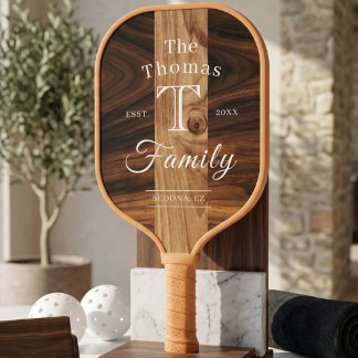 Retro Donkere Houten Streep Gemerkte Moderne Pickleball Paddle