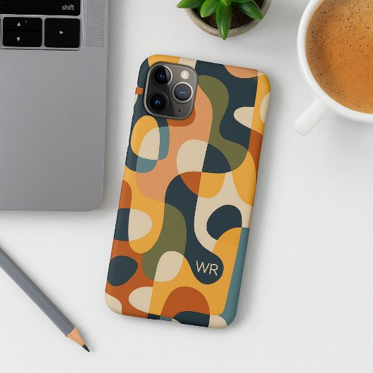 Retro donkere kleuren amorfe vormen kunstpatroon Case-Mate iPhone case
