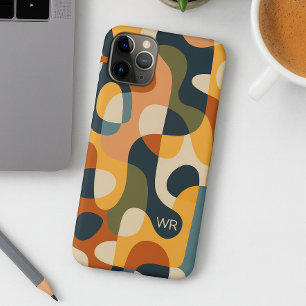 Retro donkere kleuren Amorfe vormen Kunstpatroon iPhone 16 Pro Max Hoesje