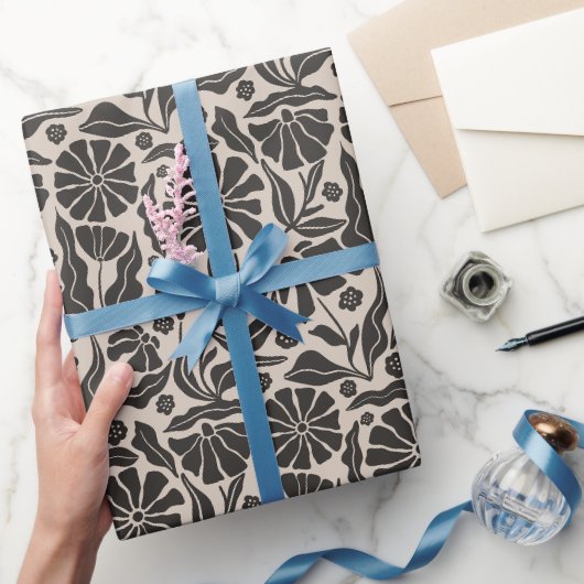 Retro Donkere Margriet Cadeaupapier (Geschenken)