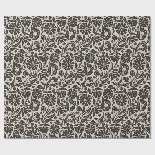 Retro Donkere Margriet Cadeaupapier (Vlak)