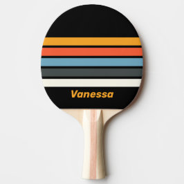 Retro Donkere Regenboog Dwars Strepen met Naam Tafeltennisbatje