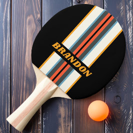 Retro Donkere Regenboog Rally Streep met Naam Tafeltennisbatje