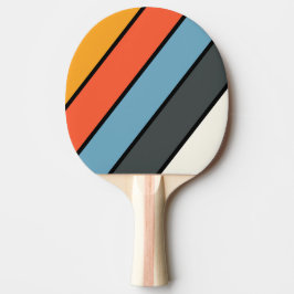 Retro Donkere Regenboog Vet Gestreept Tafeltennisbatje