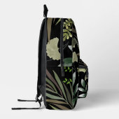 Retro Donkere Salie Bloemen Varen Botanisch Blad Bedrukte Rugzak (Links)