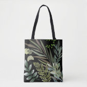 Retro Donkere Salie Bloemen Varen Botanisch Blad Tote Bag (Voorkant)