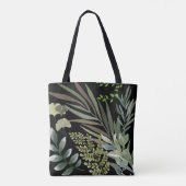 Retro Donkere Salie Bloemen Varen Botanisch Blad Tote Bag (Achterkant)
