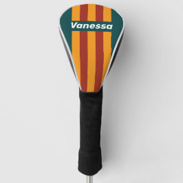 Retro donkere teal spetter pin strepen met naam golfheadcover