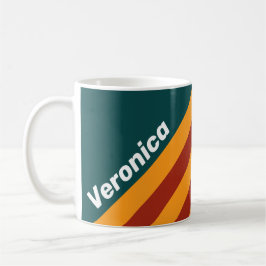Retro donkere teal spetters strepen met naam koffiemok