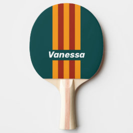 Retro donkere turquoise spatelsprenkels met naam tafeltennisbatje