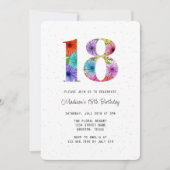 Retro Donkergrijs Rustiek Bloemen 18e Verjaardagsf Kaart (Voorkant)