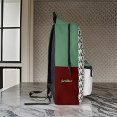 Retro Donkerrood en Salie Zeilboot Ankers Monogram Bedrukte Rugzak