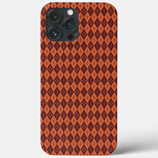 retro donkerrood kompas ruitpatroon Case-Mate iPhone case (Achterkant)