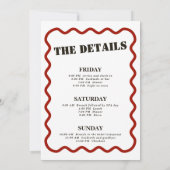 Retro Donkerrood Wavy Border Bachelorette Weekend Kaart (Achterkant)