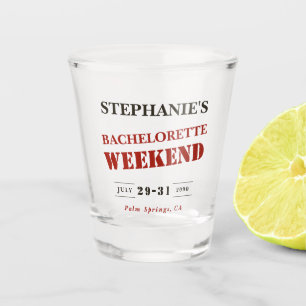 Retro Donkerrood, Zwart & Wit Bachelorette Weekend Shot Glas