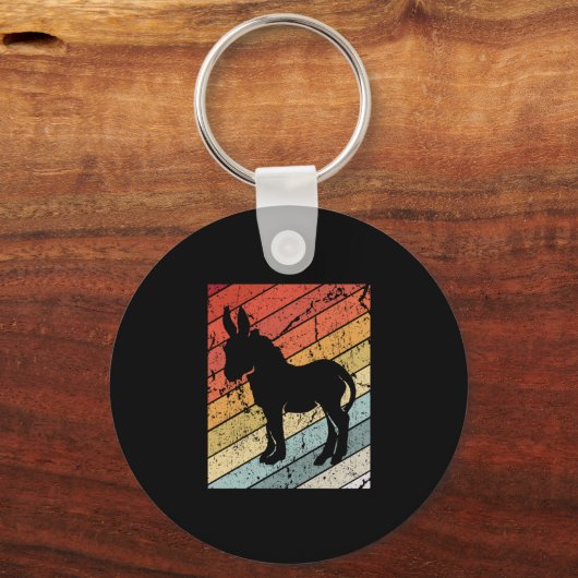Retro Donkey Mule Animal Gift Sleutelhanger (Voorkant)