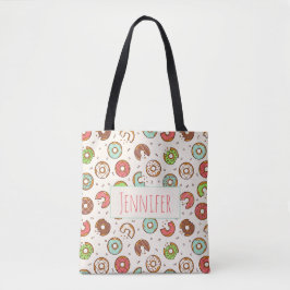 Retro Donut Patroon Mooie Kleurrijke Stijl Tote Bag