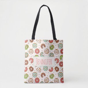 Retro Donut Patroon Mooie Kleurrijke Stijl Tote Bag