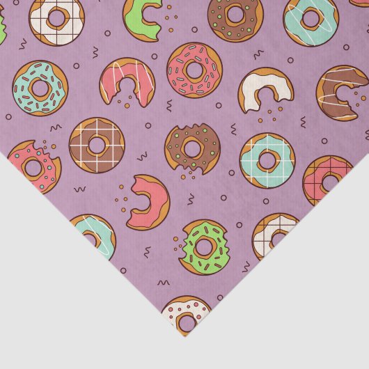 Retro Donut Pattern Berry Tissuepapier (Detail)
