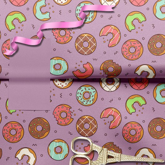 Retro Donut Pattern Berry Tissuepapier