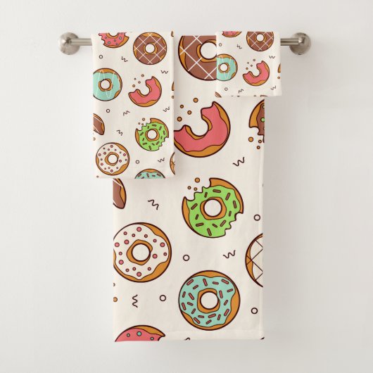 Retro Donut Pattern Cute Colorful Style Bad Handdoek (Insitu)
