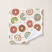 Retro Donut Pattern Cute Colorful Style Bad Handdoek (Wasdoekje)