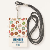 Retro Donut Pattern Cute Colorful Style Badge (Achterkant met draagriem)