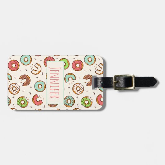 Retro Donut Pattern Cute Colorful Style Bagagelabel (Voorkant horizontaal)