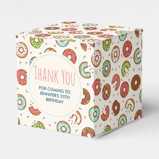 Retro Donut Pattern Cute Colorful Style Birthday Bedankdoosjes (Voorkant Zijde)