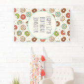 Retro Donut Pattern Cute Colorful Style Birthday Spandoek (Insitu)