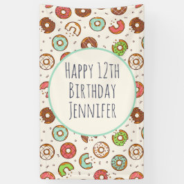 Retro Donut Pattern Cute Colorful Style Birthday Spandoek