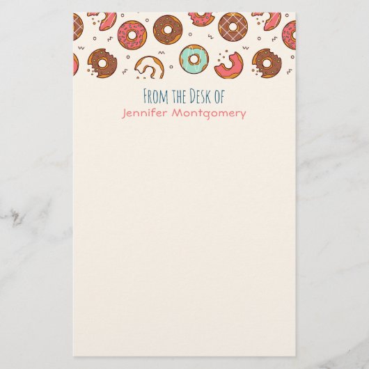 Retro Donut Pattern Cute Colorful Style Briefpapier (Voorkant)