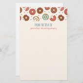 Retro Donut Pattern Cute Colorful Style Briefpapier (Voorkant / Achterkant)
