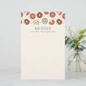 Retro Donut Pattern Cute Colorful Style Briefpapier (Staand voorkant)
