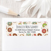 Retro Donut Pattern Cute Colorful Style Etiket (Insitu)